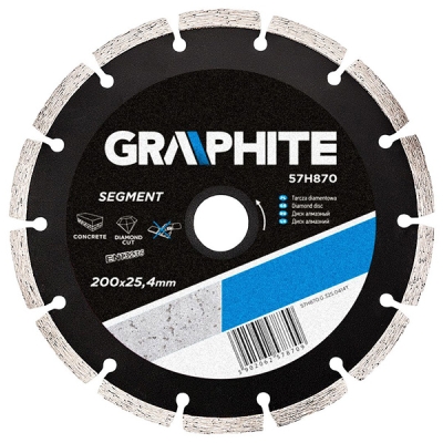 Disc diamantat segmentat pentru zidarie 200mm/25,4mm GRAPHITE 57H870