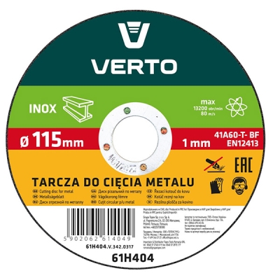 Disc debitare metal 115x22x1.0 mm VERTO 61H404